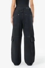 Taily Super Baggy Cargo Jeans Washed Black-1