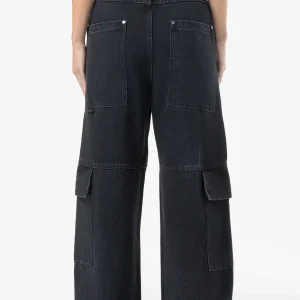 Taily Super Baggy Cargo Jeans Washed Black-1