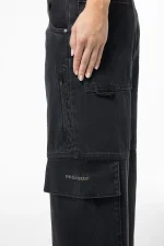 Taily Super Baggy Cargo Jeans Washed Black-2