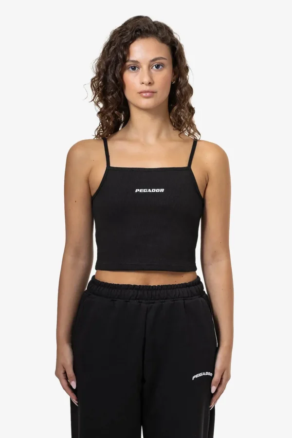Tessa Rib Crop Top Black White