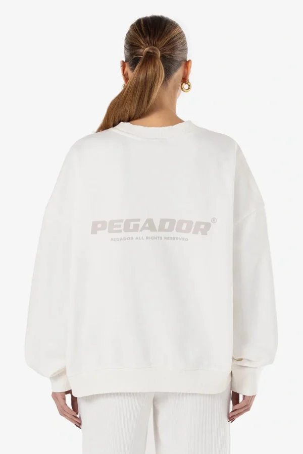Tory Logo Oversized Sweater Washed Warm White-1
