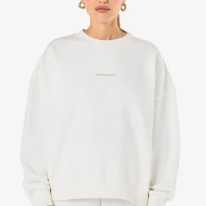 Tory Logo Oversized Sweater Washed Warm White-2