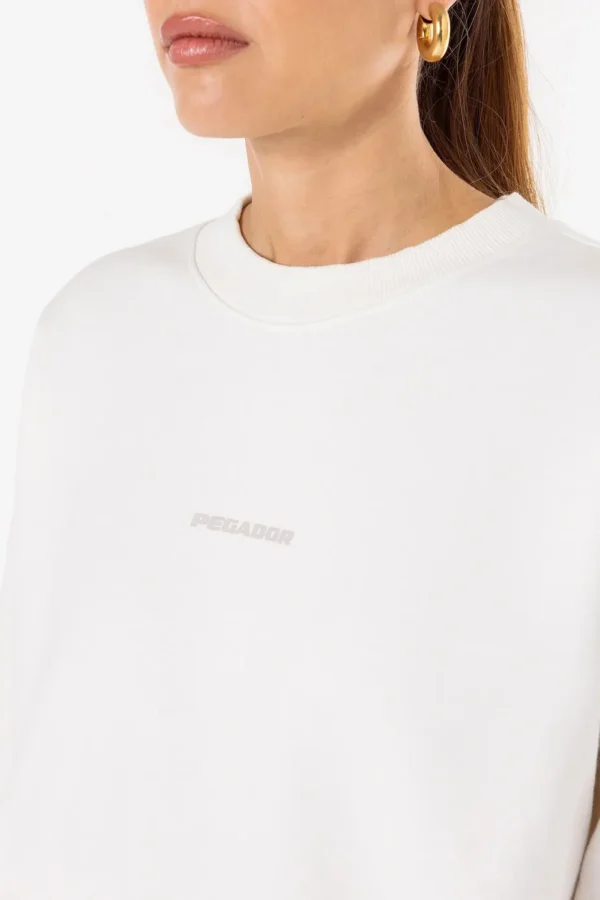 Tory Logo Oversized Sweater Washed Warm White-3