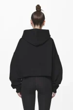 Troms Oversized Cropped Hoodie Black-1