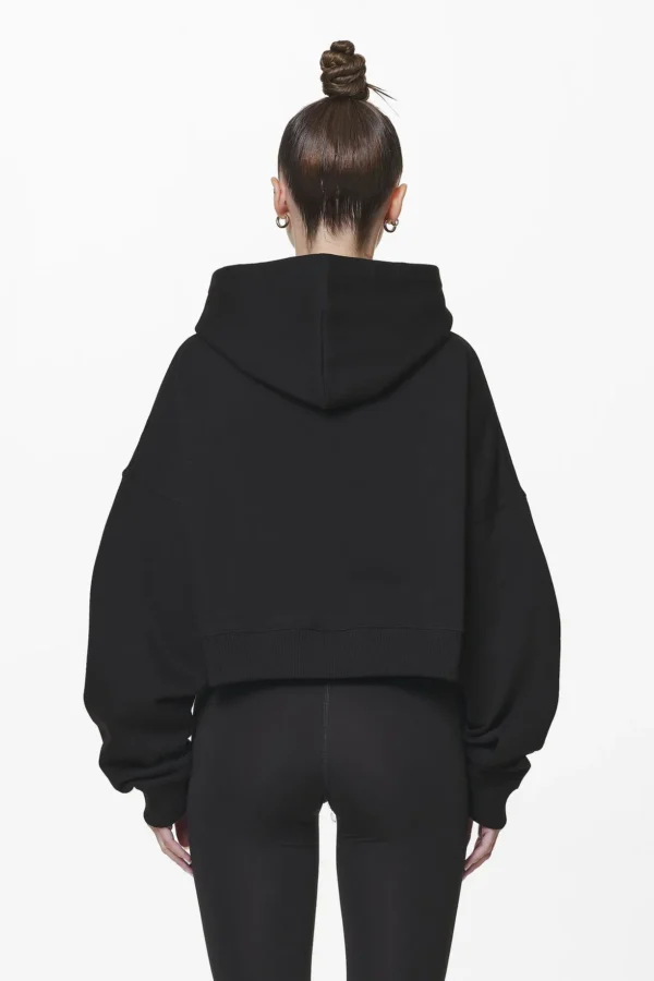 Troms Oversized Cropped Hoodie Black-1