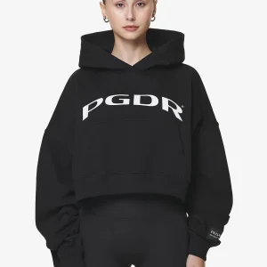 Troms Oversized Cropped Hoodie Black