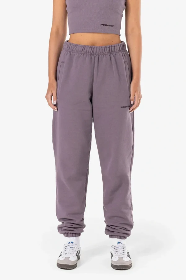 Villa High Waisted Sweat Pants Washed Dusty Grape Gum