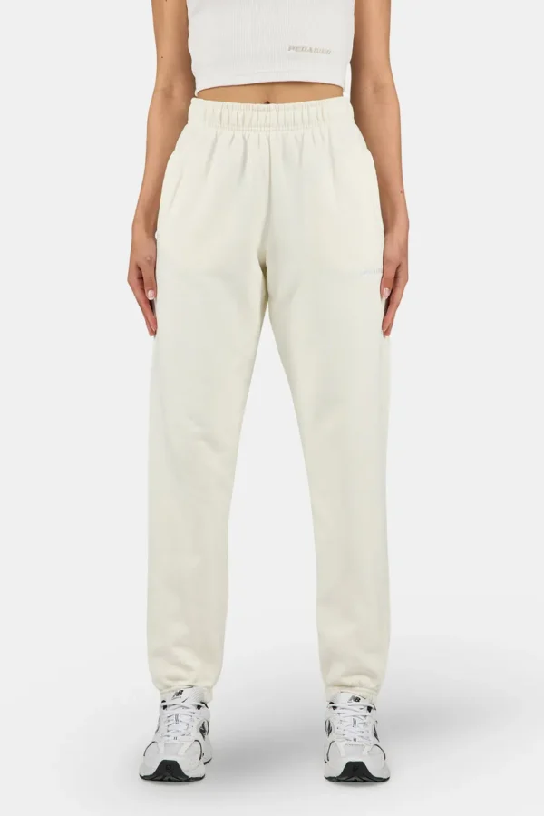Villa High Waisted Sweat Pants Washed Unbleached White