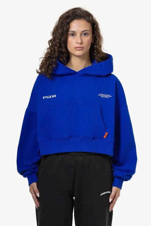 Vrena Oversized Cropped Hoodie Washed Endless Blue