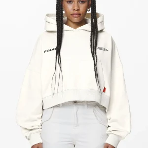 Vrena Oversized Cropped Hoodie Washed Salty Cream