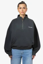 Vuku Logo Oversized Halfzip Sweater Washed Sage Green