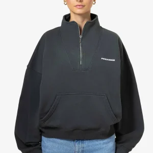 Vuku Logo Oversized Halfzip Sweater Washed Sage Green