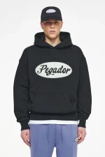 West Oversized Hoodie Vintage Washed Black Ink White