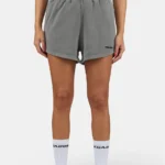Wiluna High Waisted Sweat Shorts Washed Pure Grey White-