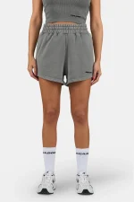 Wiluna High Waisted Sweat Shorts Washed Pure Grey White-