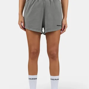 Wiluna High Waisted Sweat Shorts Washed Pure Grey White-