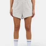 Wiluna High Waisted Sweat Shorts Washed Pure Grey White