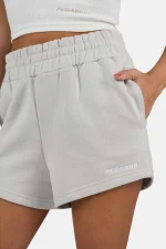 Wiluna High Waisted Sweat Shorts Washed Pure Grey White-2