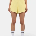 Wiluna High Waisted Sweat Shorts Washed Soft Yellow White