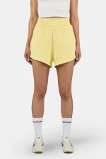 Wiluna High Waisted Sweat Shorts Washed Soft Yellow White