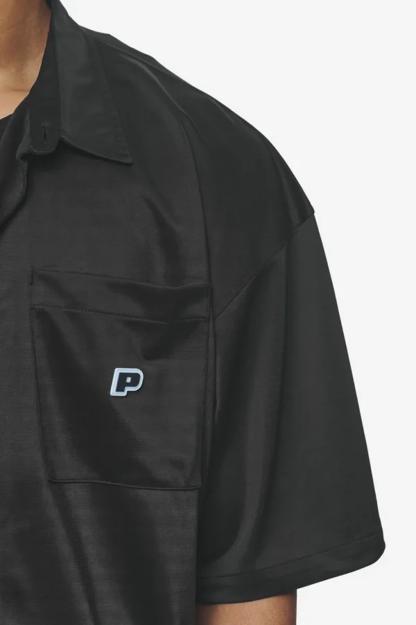 Zeno Boxy Shirt Black Baby Blue-2