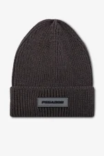 pegador-logo-rubber-heavy-knit-dark-brown-black-beanie
